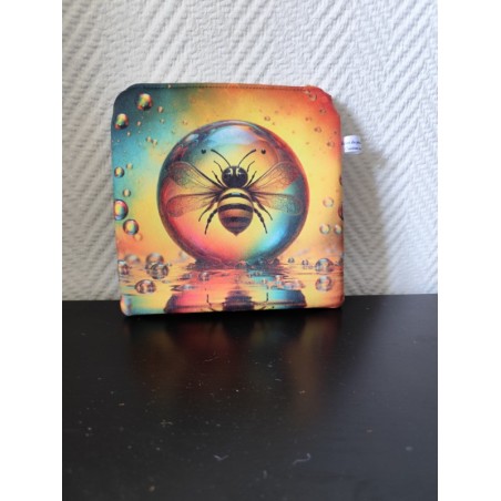 Pochette en velours imprimé abeille - 20x20 cm