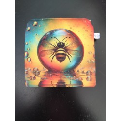 Pochette en velours imprimé abeille - 20x20 cm