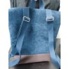 Sac à dos velours bleu marine fait main