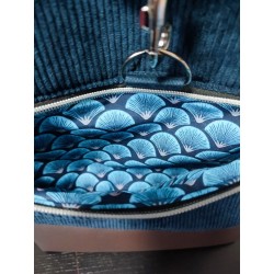 Sac à dos velours bleu marine fait main
