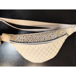 Sac banane simili écru et imprimé léopard