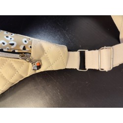 Sac banane simili écru et imprimé léopard