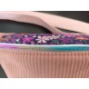Sac banane velours rose et imprimé fleuri fond prune