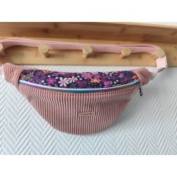 Sac banane velours rose et...