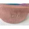 Sac banane velours rose et imprimé fleuri fond prune