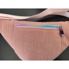 Sac banane velours rose et imprimé fleuri fond prune