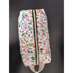 Trousse de toilette en matelassé fleuri printanier avec poignée