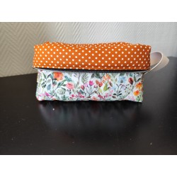 Trousse de toilette en matelassé fleuri printanier avec poignée