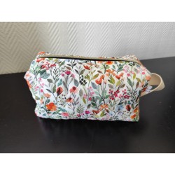 Trousse de toilette en matelassé fleuri printanier avec poignée