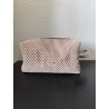 Trousse de toilette en velours à relief rose pâle avec poignée
