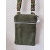 Pochette téléphone velours kaki
