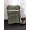 Pochette téléphone velours kaki