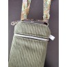 Pochette téléphone velours kaki