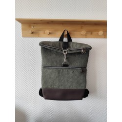 Sac à dos velours kaki artisanal