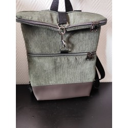 Sac à dos velours kaki artisanal