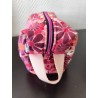 Trousse de toilette en velours matelassé fleuri rose avec poignée