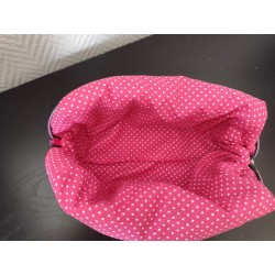 Trousse de toilette en velours matelassé fleuri rose avec poignée