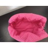 Trousse de toilette en velours matelassé fleuri rose avec poignée