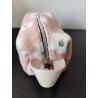 Trousse de toilette en tissu moumoute rose à fleurs avec poignée