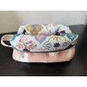Trousse de toilette en tissu moumoute rose à fleurs avec poignée