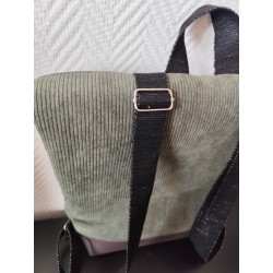 Sac à dos velours kaki artisanal