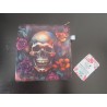 Pochette en velours imprimé crâne fleuri - 20x20 cm