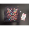 Pochette en velours imprimé papillon et rose multicolore - 20x20 cm