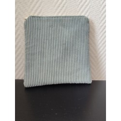 Pochette en velours imprimé esprit zen fond bleu et orange- 20x20 cm