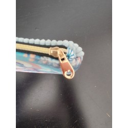 Pochette en velours imprimé esprit zen fond bleu et orange- 20x20 cm