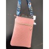 Pochette téléphone velours rose et imprimé jungle fond bleu