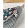Sac banane xl velours bleu clair et imprimé fleuri japonisant fond bleu