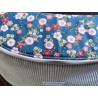 Sac banane xl velours bleu clair et imprimé fleuri japonisant fond bleu