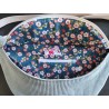 Sac banane xl velours bleu clair et imprimé fleuri japonisant fond bleu