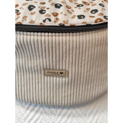 Sac banane xl velours écru et imprimé léopard fond écru
