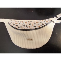 Sac banane xl velours écru et imprimé léopard fond écru