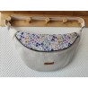Sac banane xl velours écru et imprimé fleuri mauve
