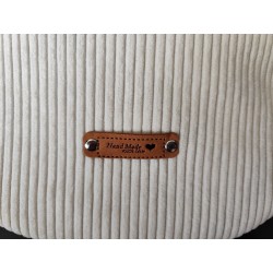 Sac banane xl velours écru et imprimé fleuri mauve