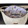 Sac banane xl velours écru et imprimé fleuri mauve
