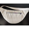 Sac banane xl velours écru et imprimé fleuri mauve