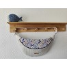 Sac banane xl velours écru et imprimé fleuri mauve