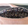 Sac banane velours rose et imprimé fleuri fond noir