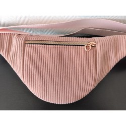 Sac banane velours rose et imprimé fleuri fond noir