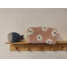 Trousse de toilette en tissu moumoute rose à fleurs avec poignée rose