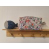 Trousse de toilette en matelassé fleuri printanier avec poignée écrue