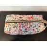 Trousse de toilette en matelassé fleuri printanier avec poignée écrue