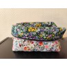 Trousse de toilette en matelassé fleuri printanier avec poignée écrue