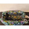 Trousse de toilette en matelassé fleuri printanier avec poignée écrue