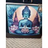 Sac à dos velours bleu marine imprimé bouddha
