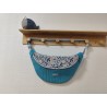 Sac banane xl velours bleu turquoise et imprimé fleuri bleu