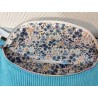 Sac banane xl velours bleu turquoise et imprimé fleuri bleu